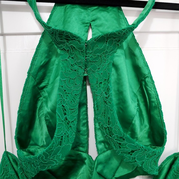 Bardot Fleur Halter Dress Fern Green Lace Sleeveless Open Back 6 - Picture 9 of 12